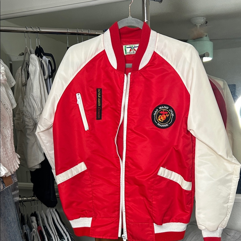 Authentic vintage 1999 Red and White Bomber Jacket
